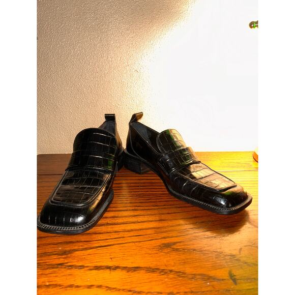 Zara Black Croc-Embossed Penny Loafers – Size 39 / 9 – Chic, Sassy & Polished! - Picture 3 of 11
